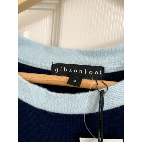 Gibsonlook navy sky ivory Sweater Colorblock Size Small NEW - Picture 2 of 5